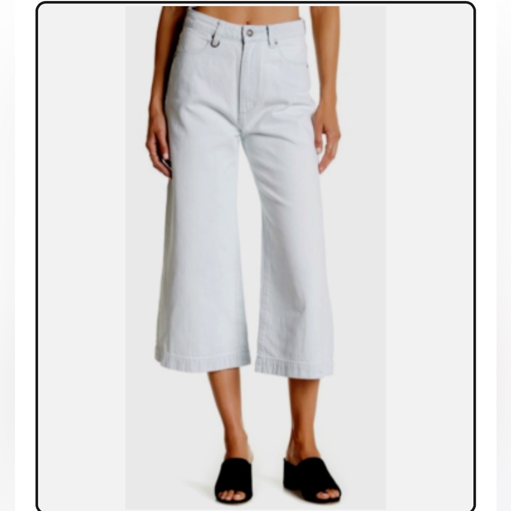 Neuw Paris High Waist Crop Wide Leg Jean Communion White